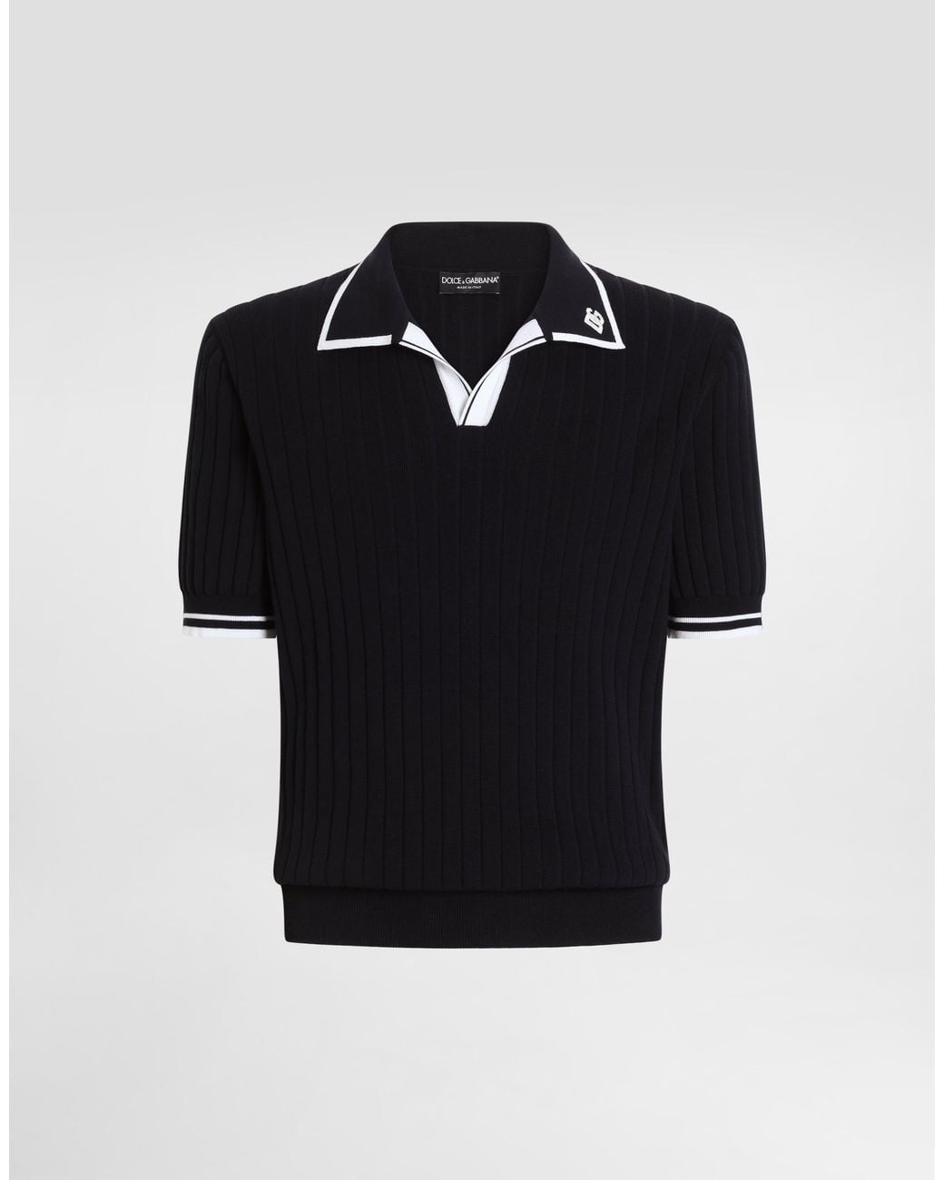 Dolce & Gabbana Black Cotton Polo Shirt for men