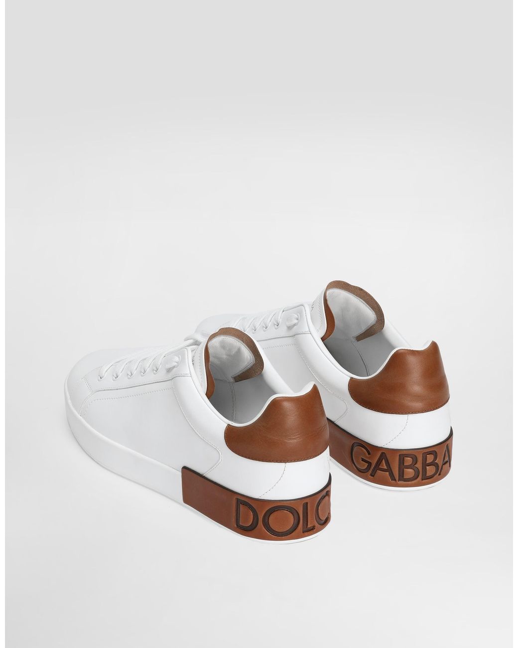Dolce & Gabbana White Calfskin Portofino Sneakers for men