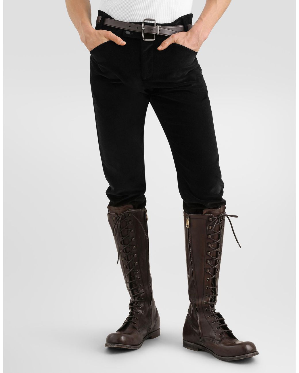 Dolce & Gabbana Black Velvet Trousers for men