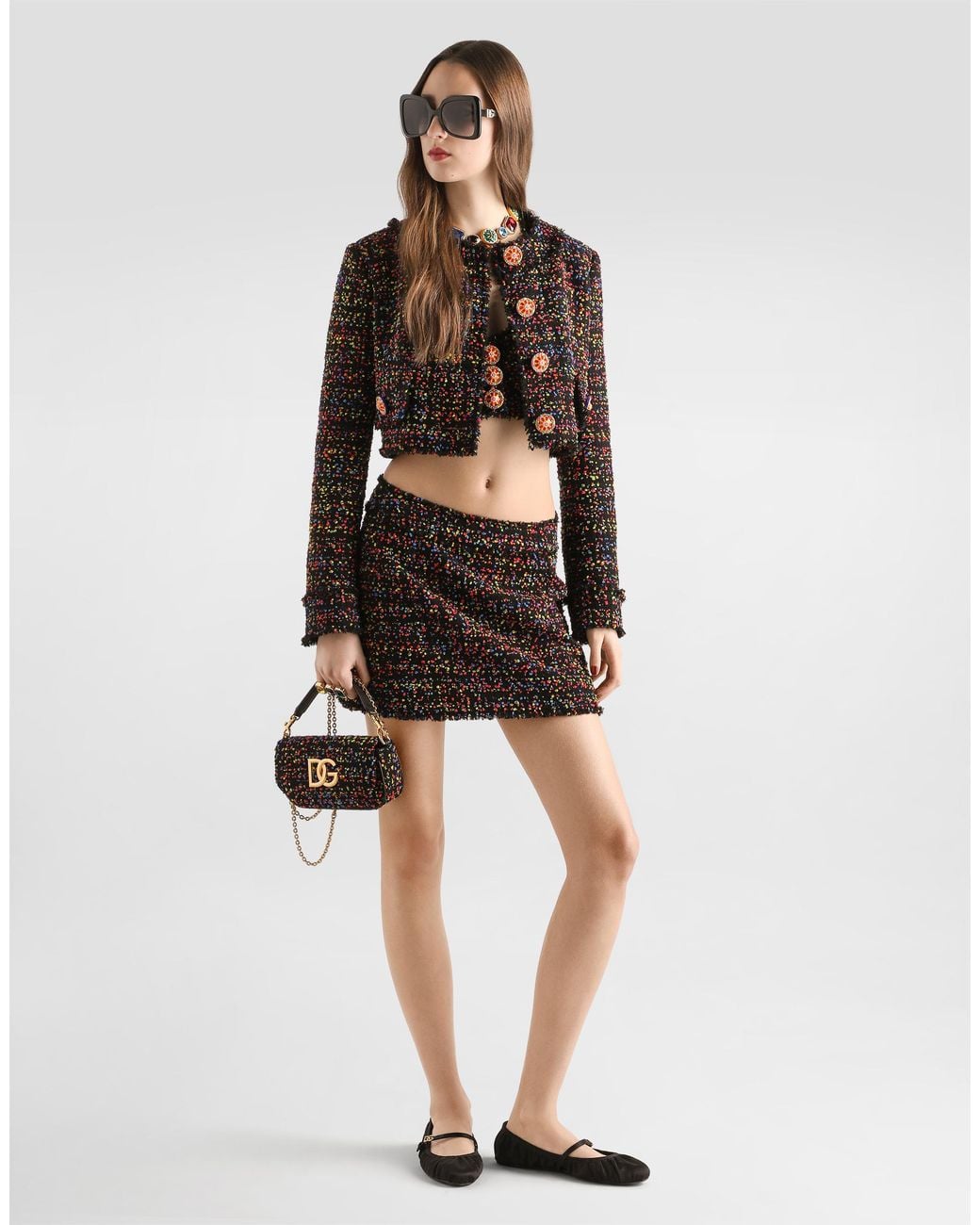 Dolce & Gabbana Black Tweed Miniskirt
