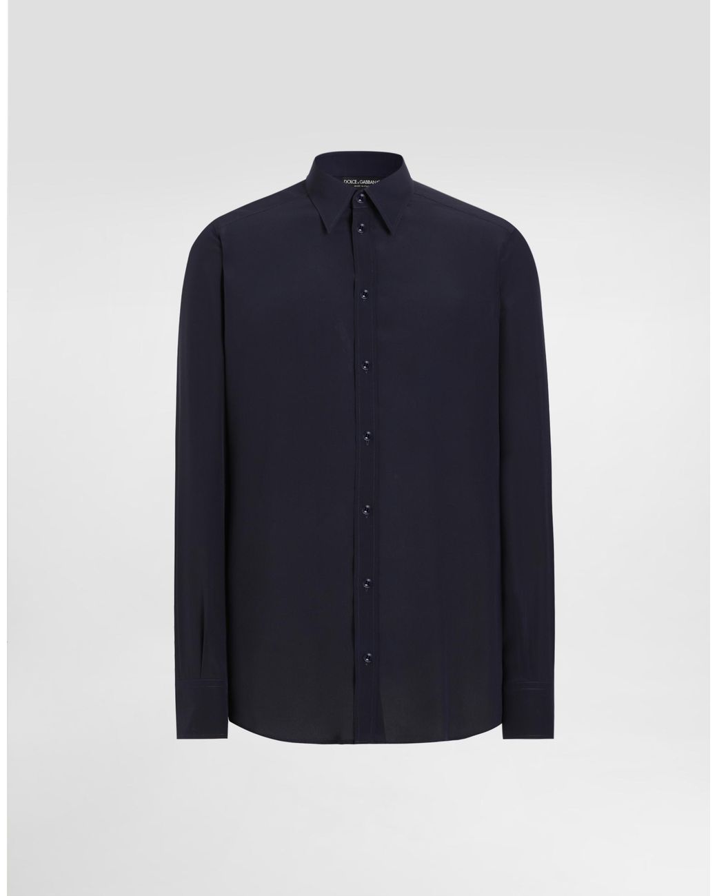 Dolce & Gabbana Blue Silk Crêpe De Chine Martini Shirt for men