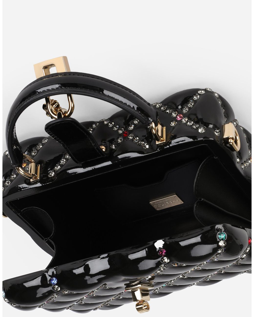 Dolce & Gabbana Black Resin Dolce Box Bag With Rhinestones