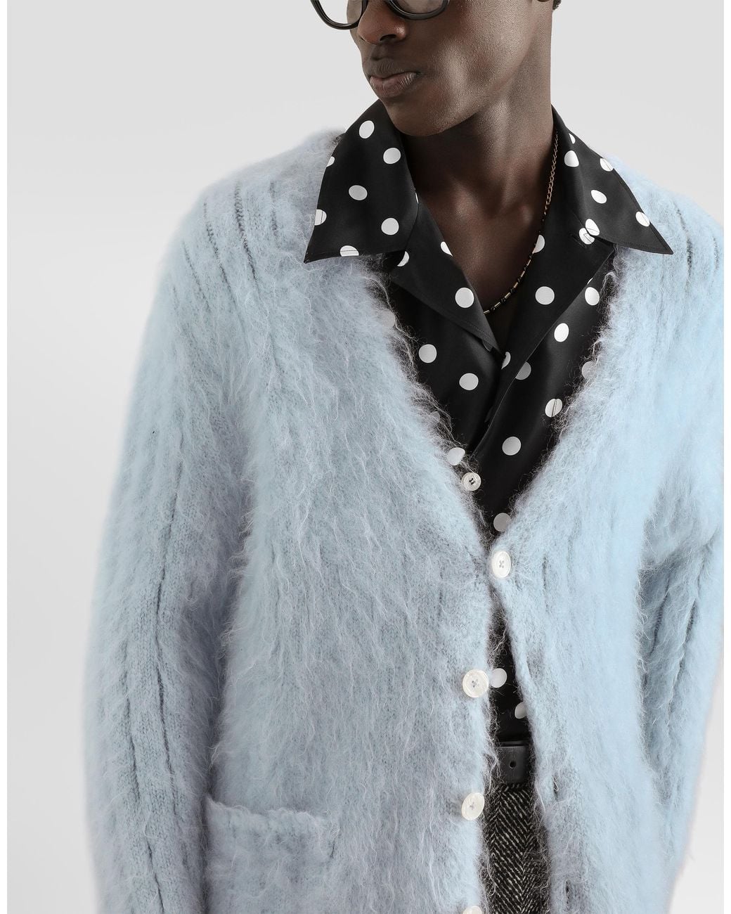 Dolce & Gabbana Blue Mohair Cardigan for men