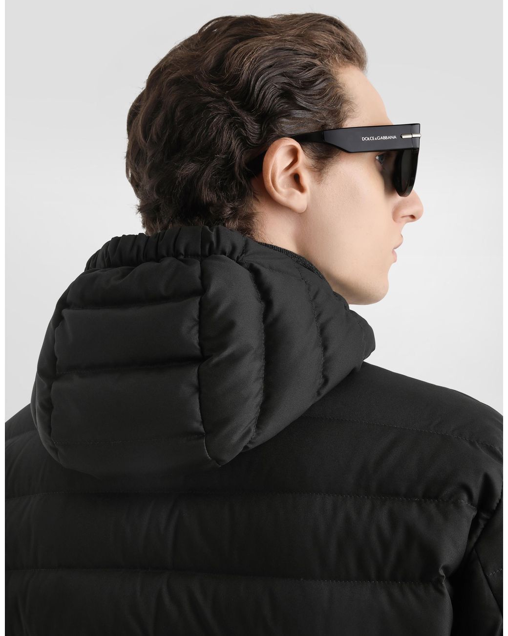 Dolce & Gabbana Black Hooded Padded Jacket for men
