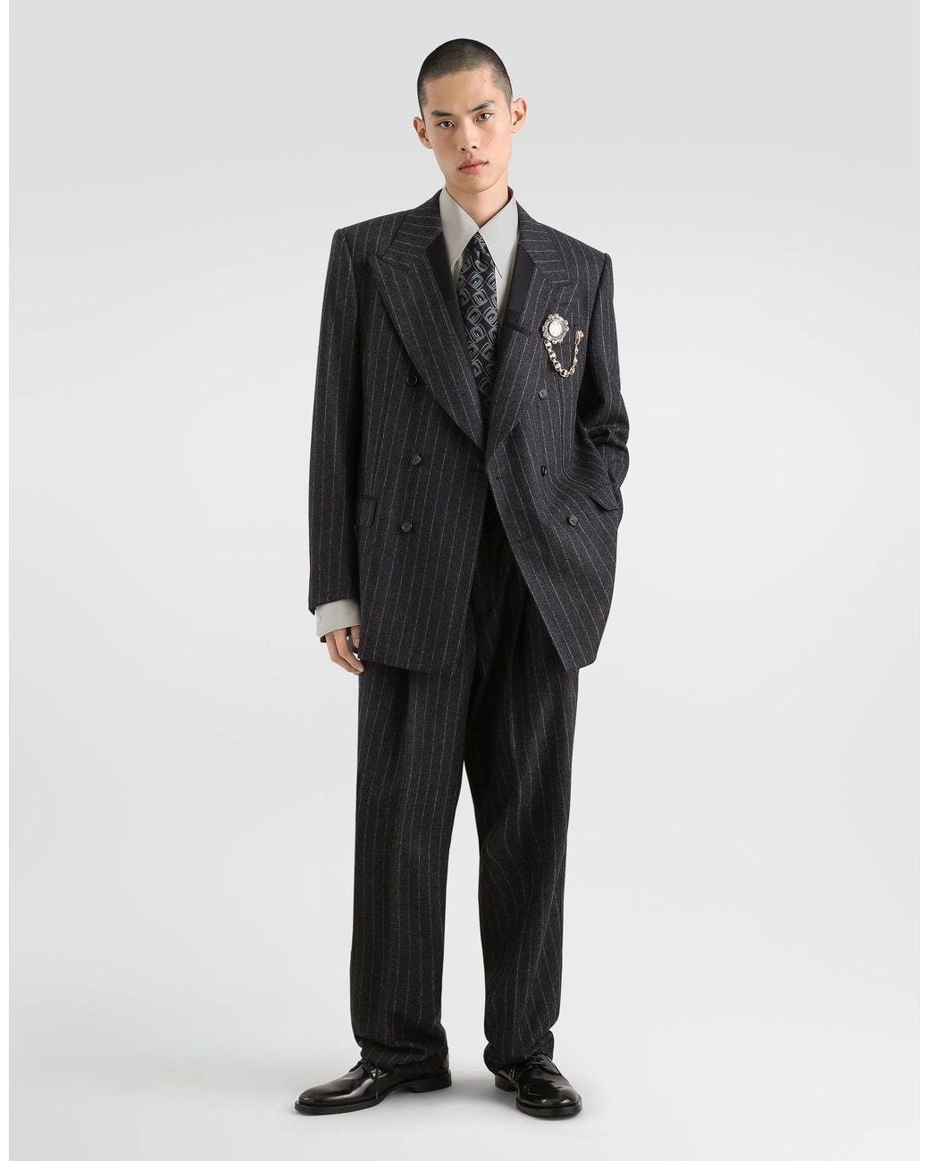 Dolce & Gabbana Multicolor Pinstripe Flannel Trousers for men