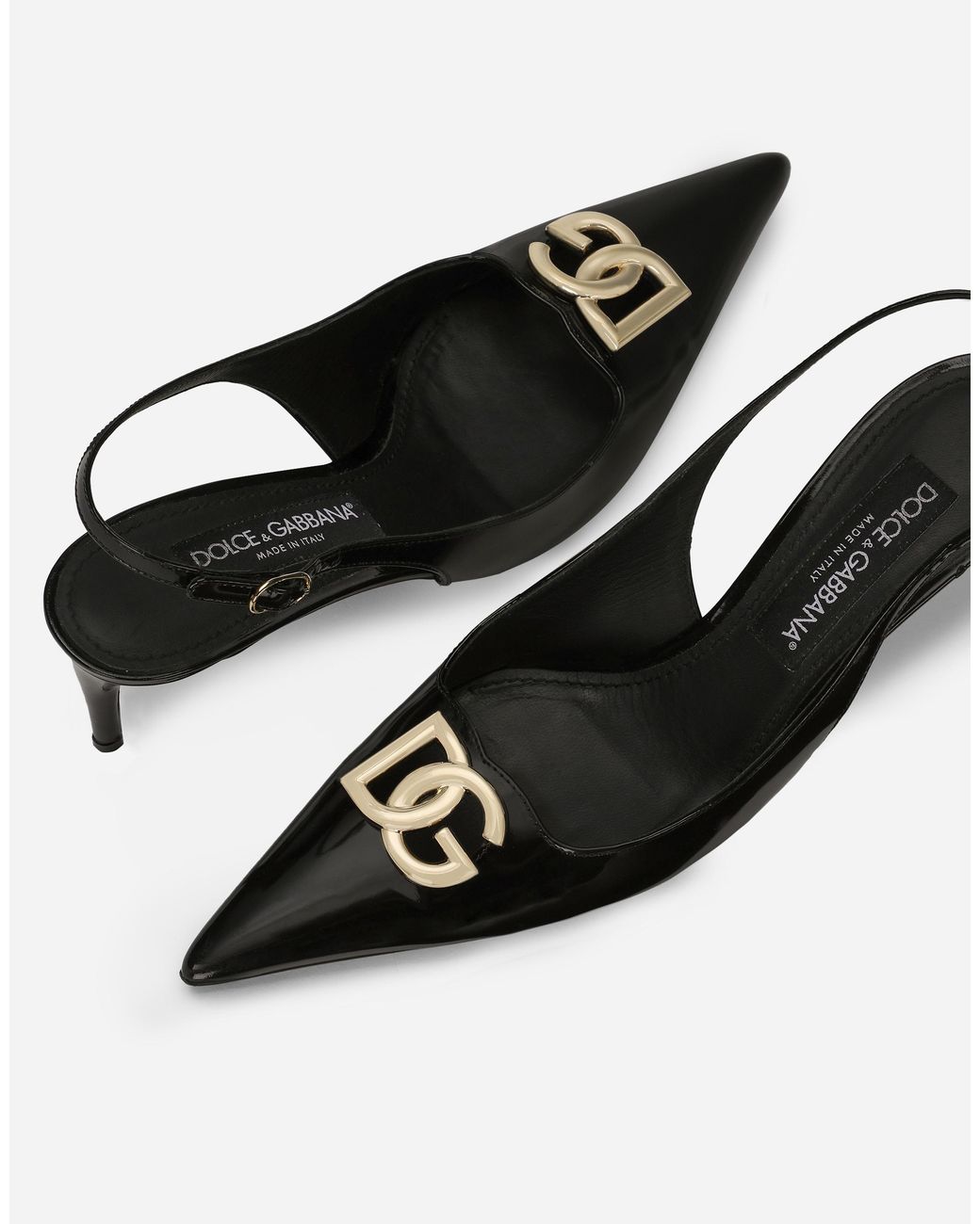 Dolce & Gabbana White Polished Calfskin Slingbacks
