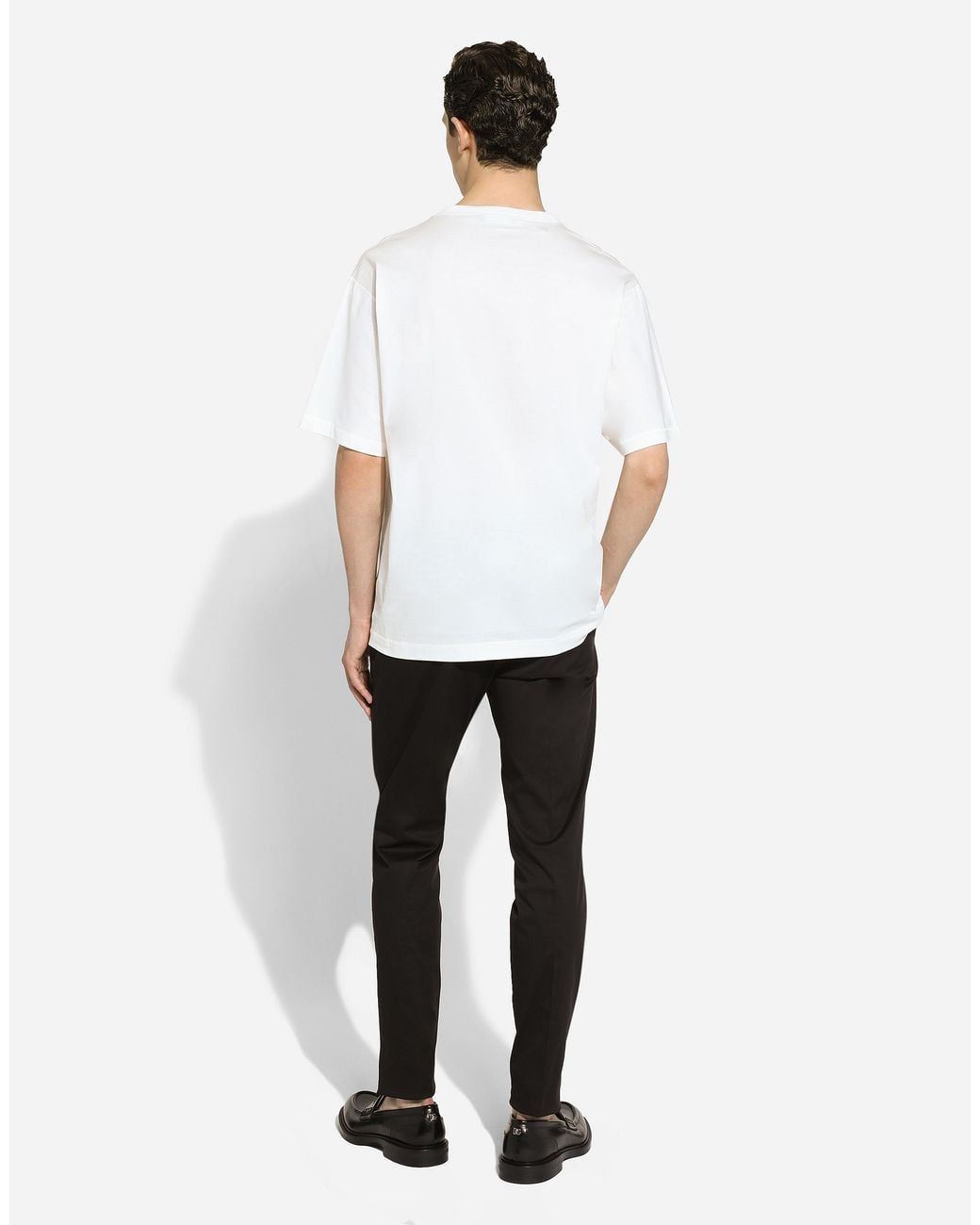 Dolce & Gabbana T-Shirt Aus Bedruckter Baumwolle Mit Logostickerei in White für Herren