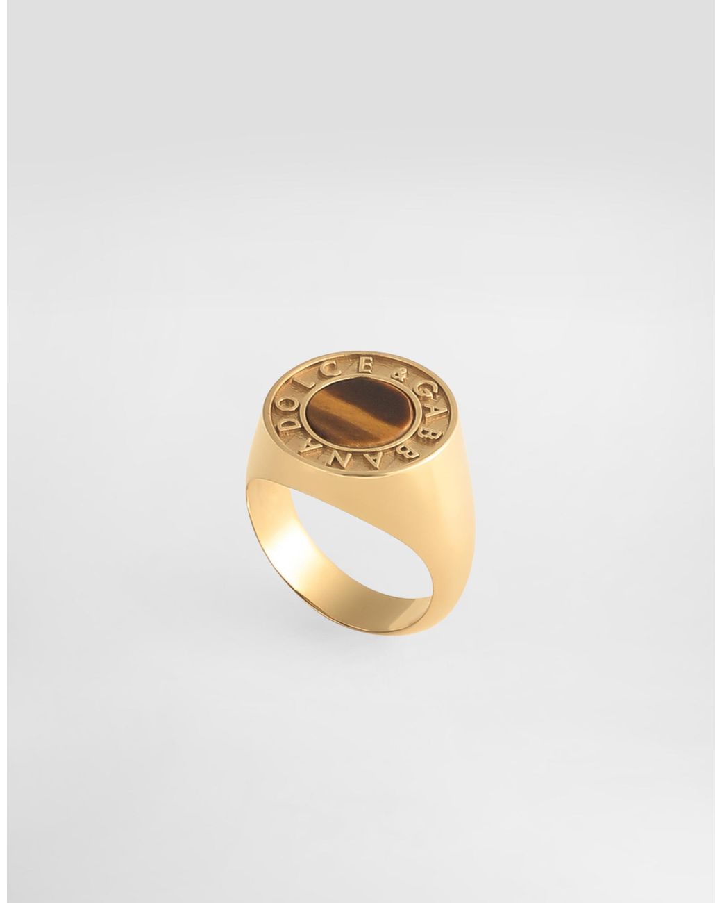 Dolce & Gabbana White Logo Ring With Stone for men