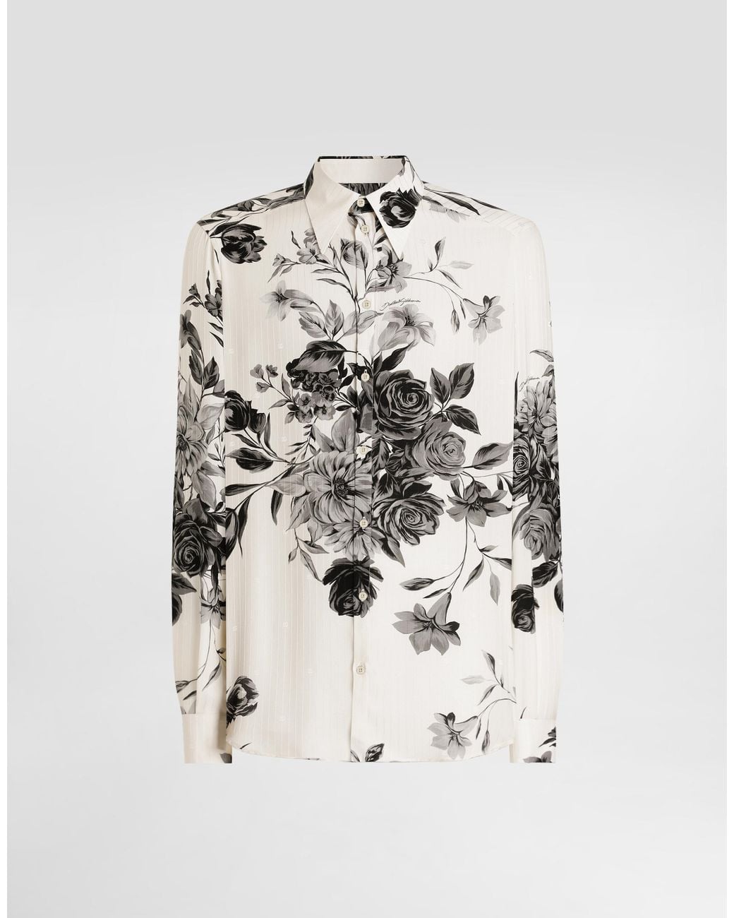 Dolce & Gabbana Natural Flower Bouquet-Print Jacquard Shirt for men