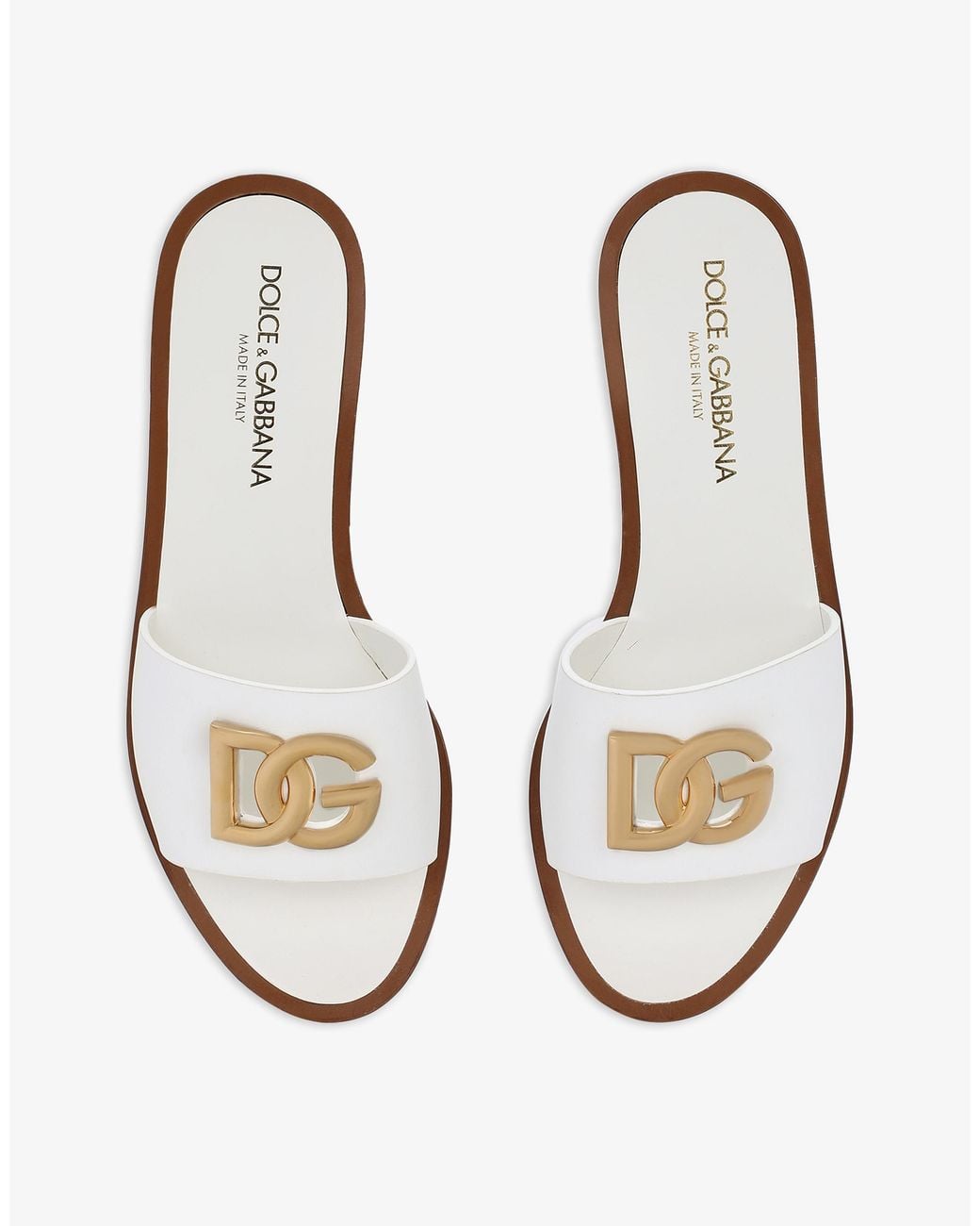 Dolce & Gabbana White Calfskin Sliders