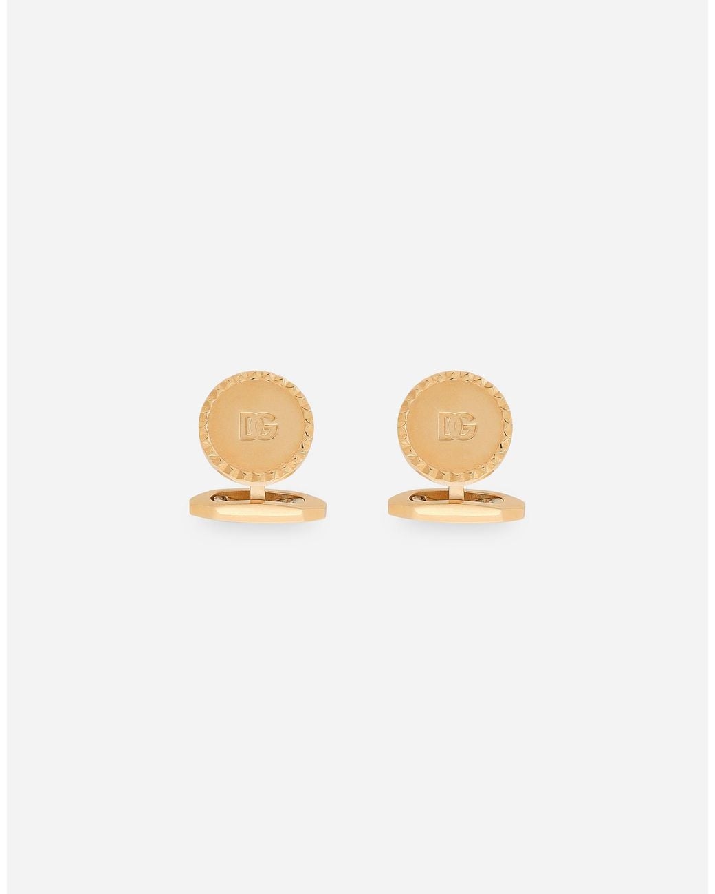 Dolce & Gabbana White Round Cufflinks With Dg Logo for men