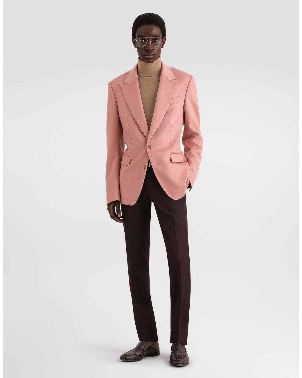 Dolce & Gabbana Pink Sicilia Light Single-Breasted Cashmere Jacket for men