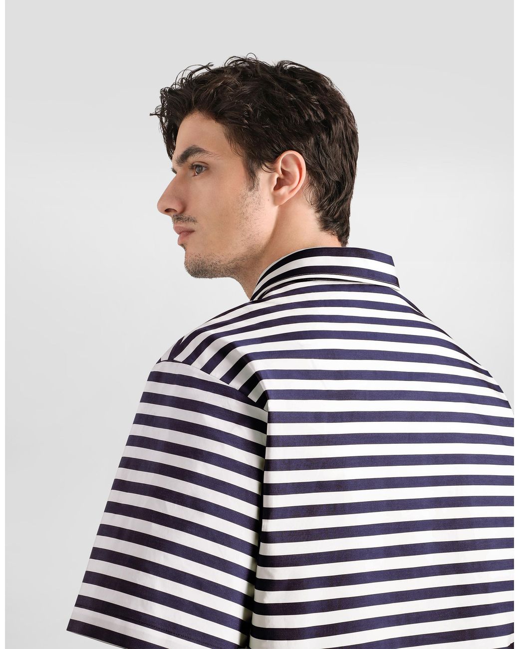Dolce & Gabbana Blue Striped Cotton Polo Shirt for men