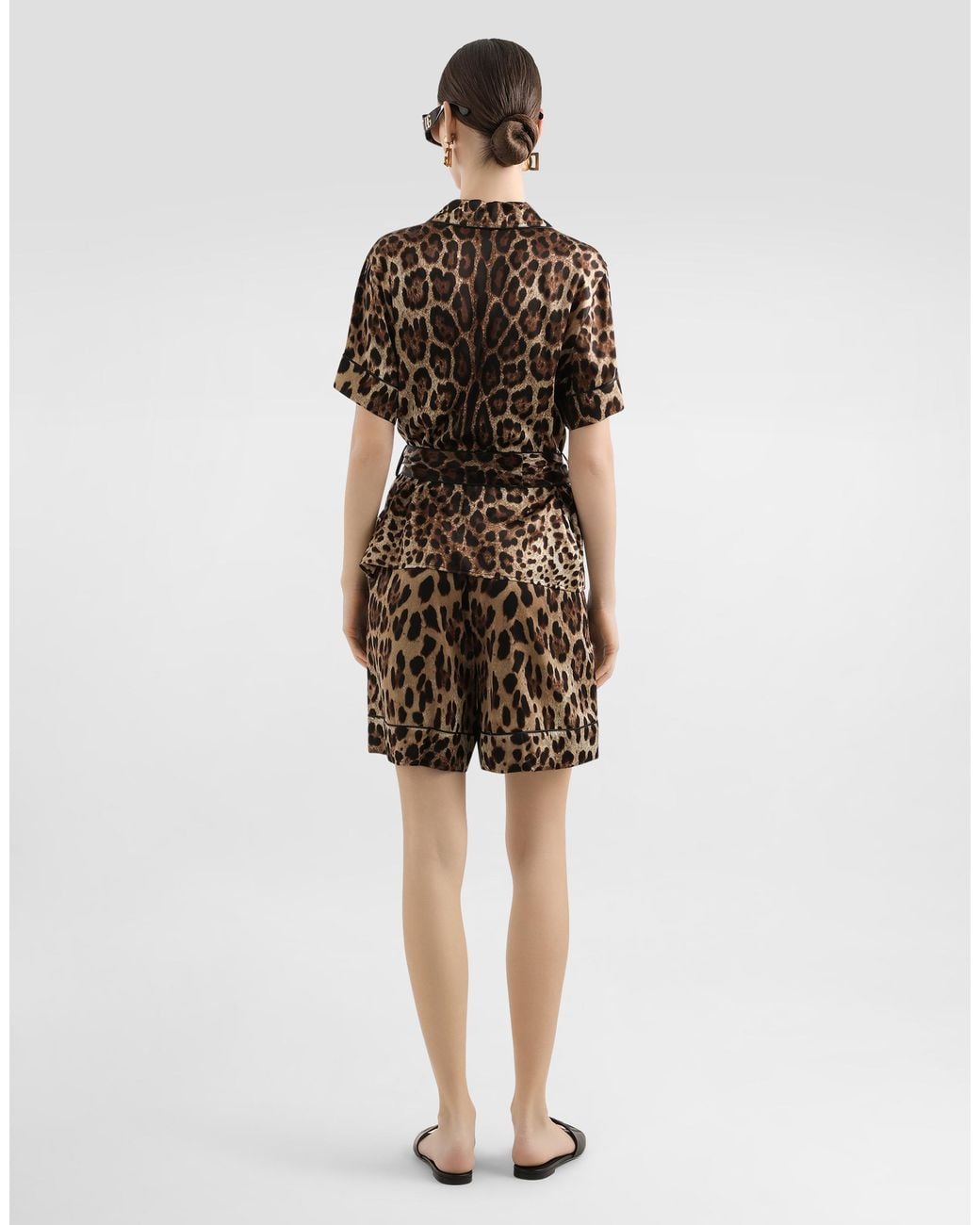 Dolce & Gabbana Multicolor Stretch-Silk Leopard Print Shorts