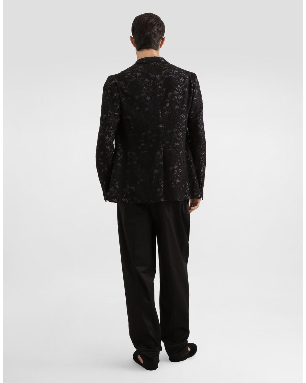 Dolce & Gabbana Black Double-Breasted Lace Jacket for men