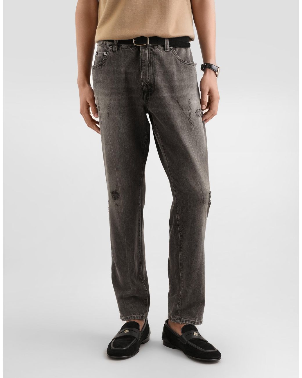 Dolce & Gabbana Gray Denim Trousers for men