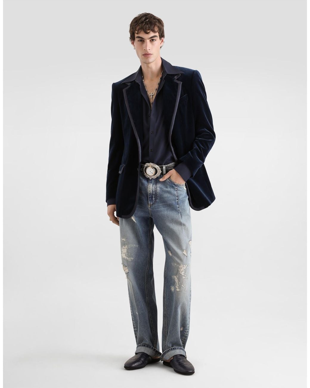Dolce & Gabbana Blue Sicilia Single-Breasted Tuxedo Jacket for men