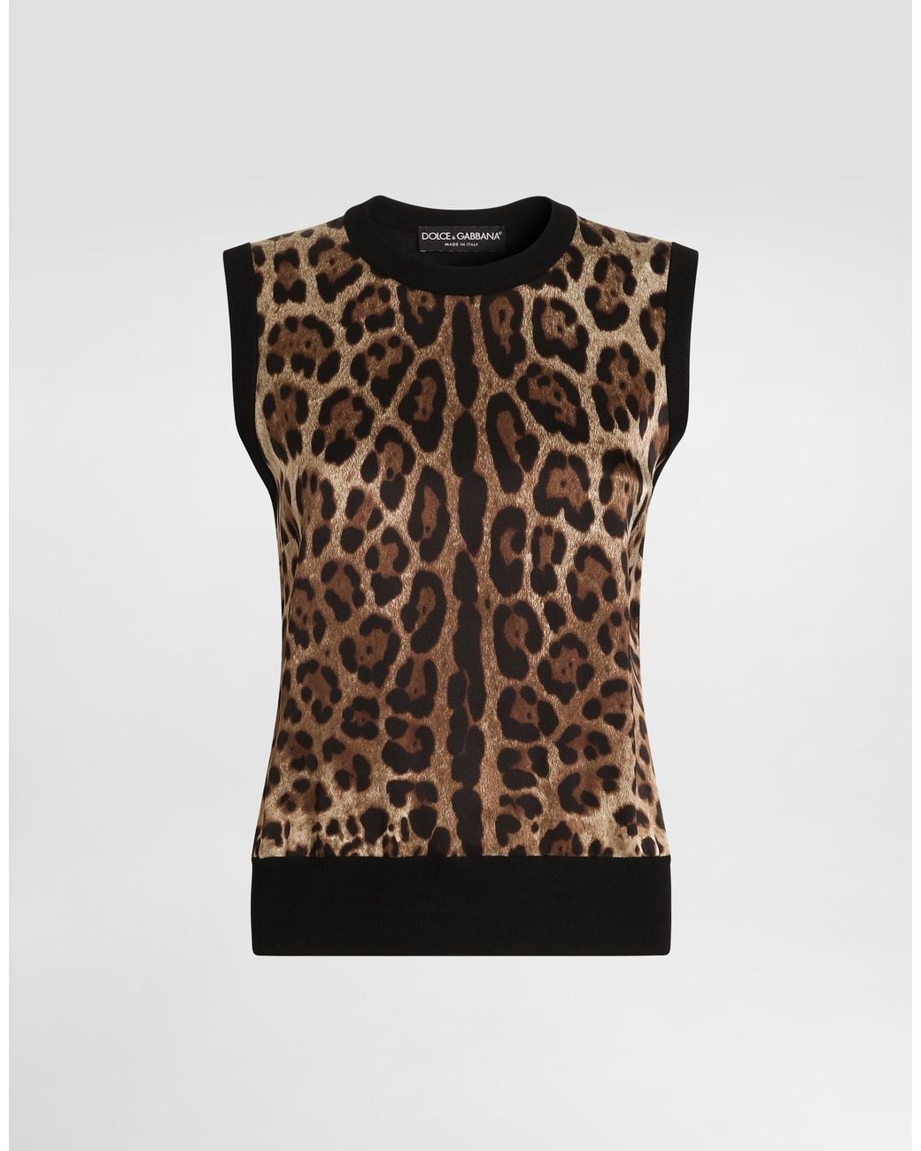 Dolce & Gabbana Black Leo- Wool Top