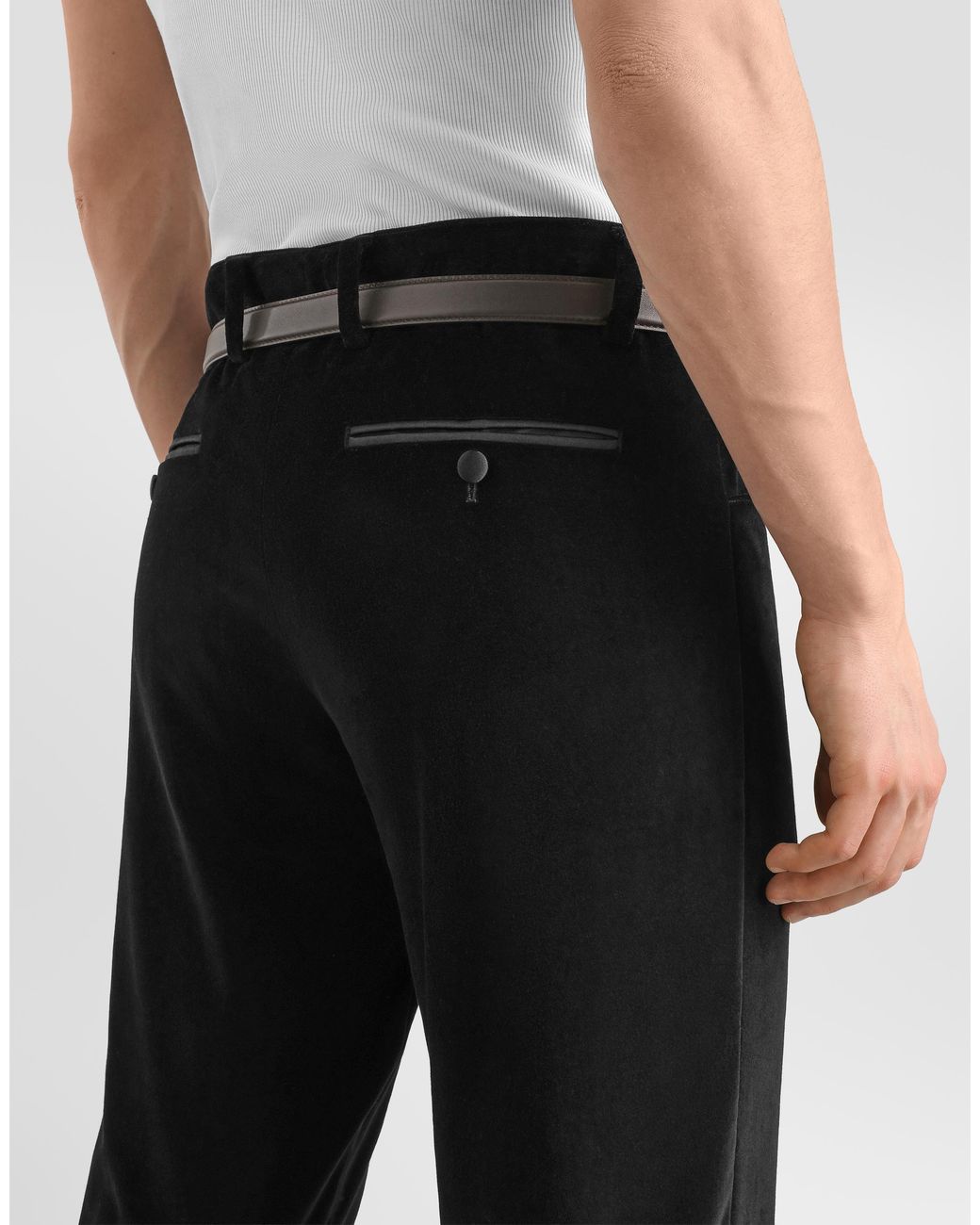 Dolce & Gabbana Black Velvet Trousers for men
