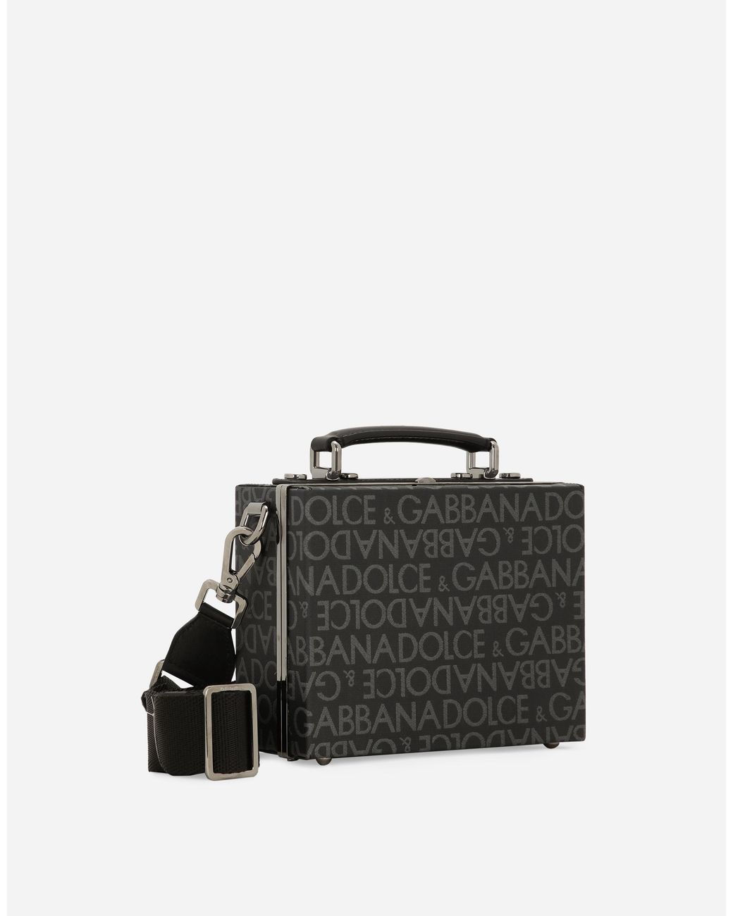 Dolce & Gabbana Black Coated Jacquard Box Bag for men