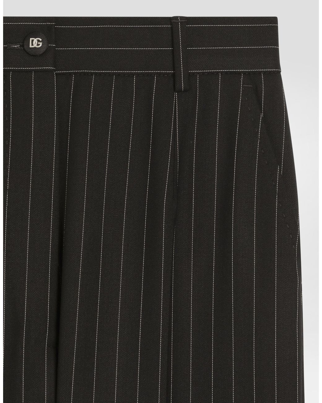 Dolce & Gabbana Black Wool-blend Pinstripe Trousers
