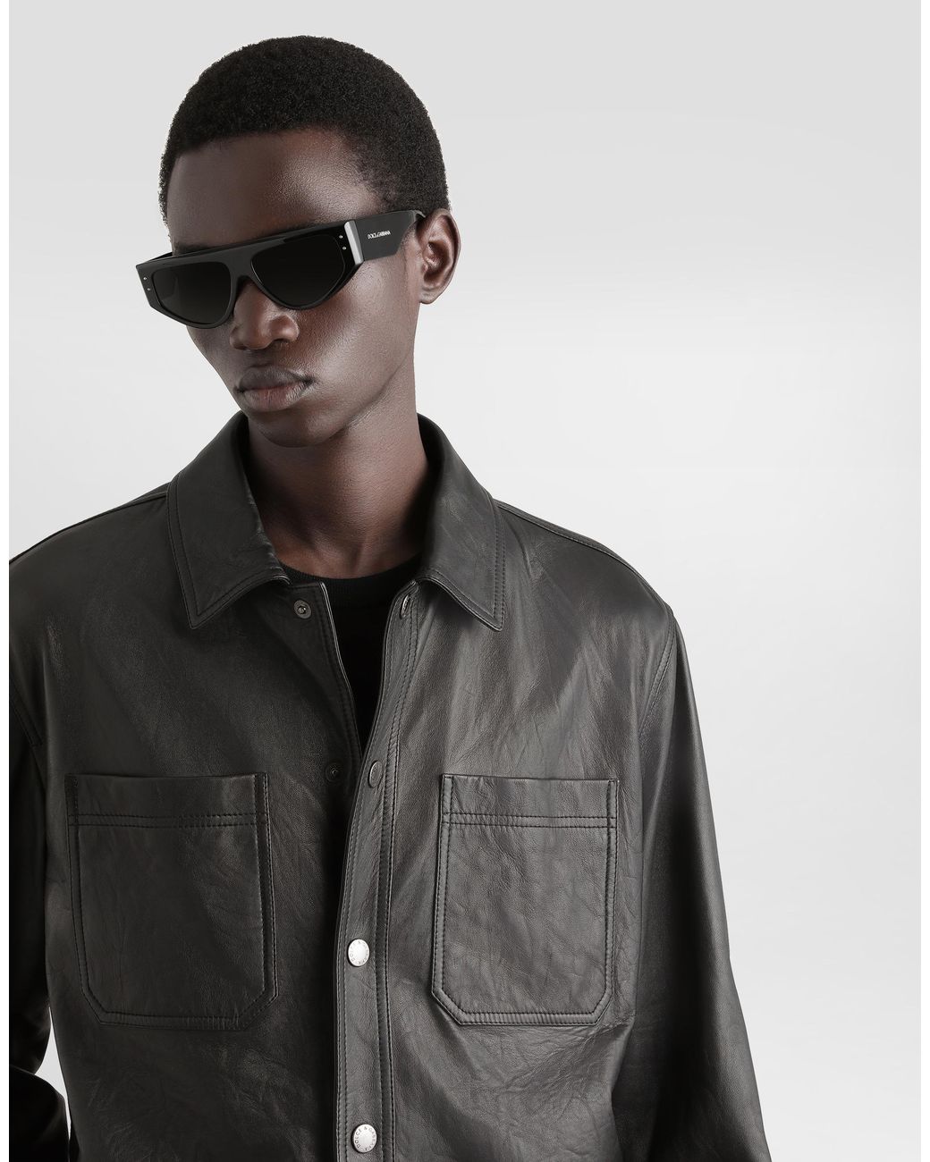 Dolce & Gabbana Lederhemd in Black für Herren
