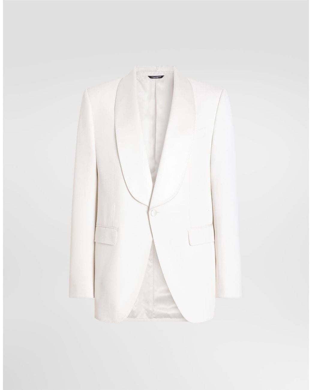 Dolce & Gabbana White Sicilia Single-Breasted Wool Jacket for men