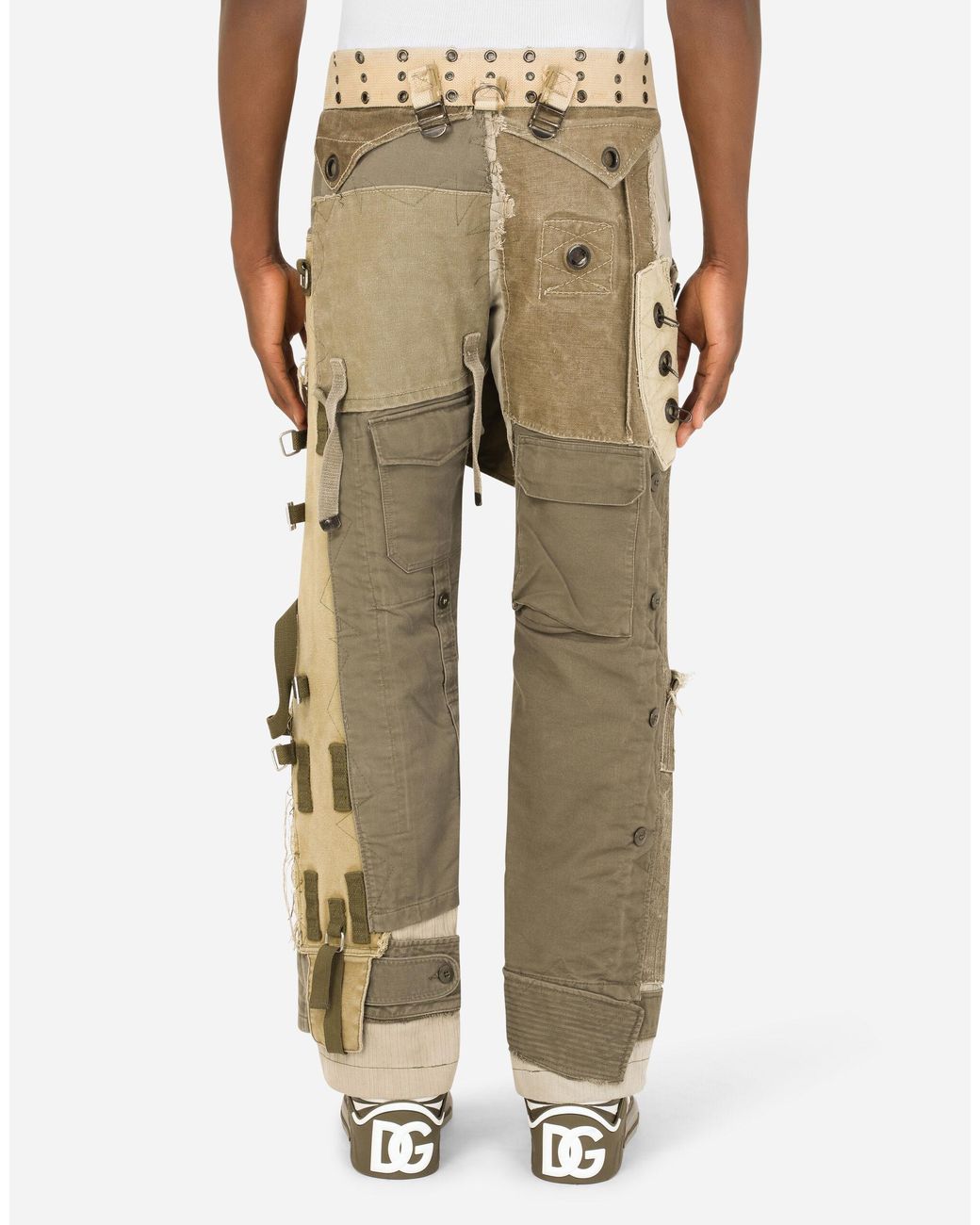 Dolce & Gabbana Cargo Pants With Vintage Appliqués in Natural for ...
