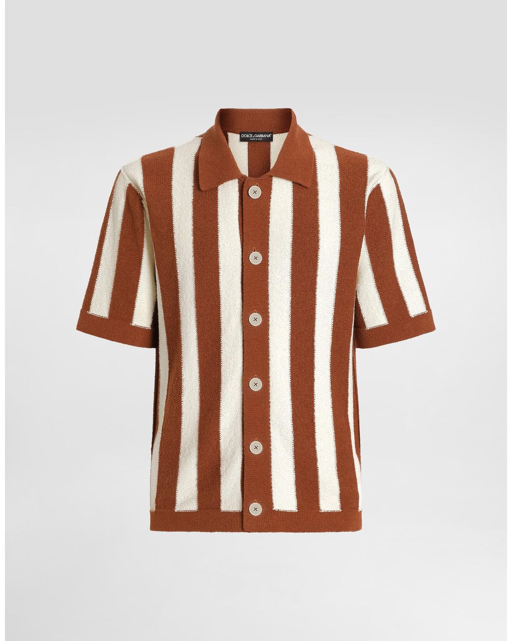 Dolce & Gabbana Brown Striped Knit Shirt for men