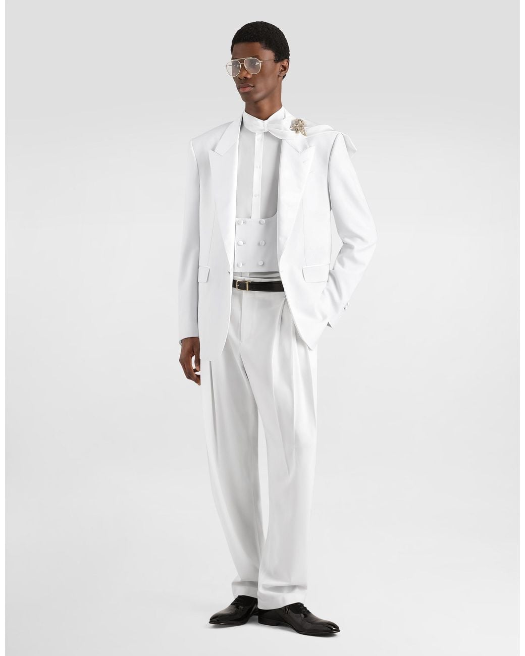 Dolce & Gabbana White Micro-Rib Trousers for men