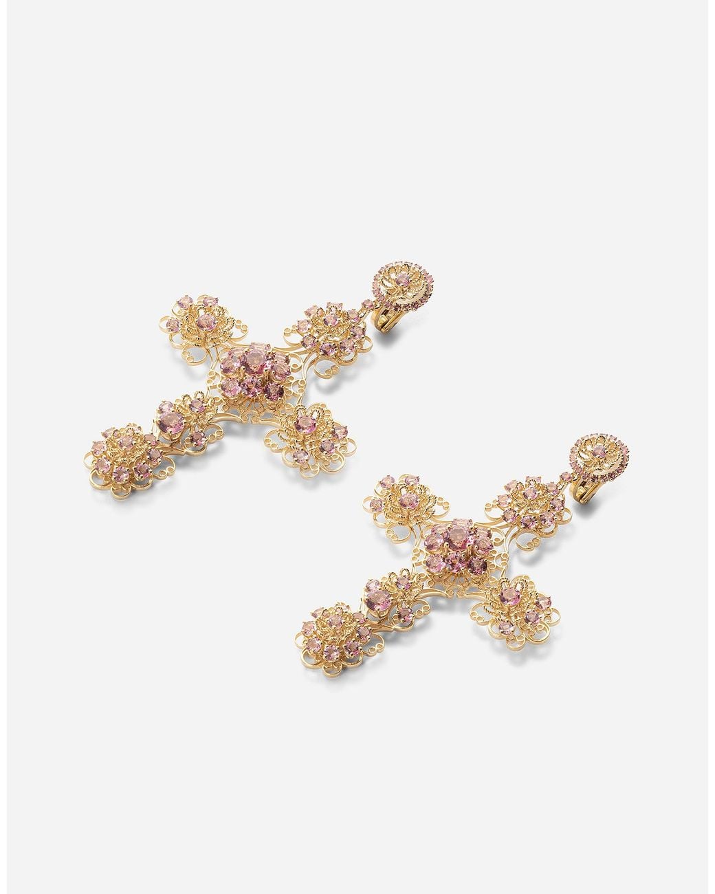Dolce & Gabbana White Filigree Earrings 18-Carat And Tourmalines