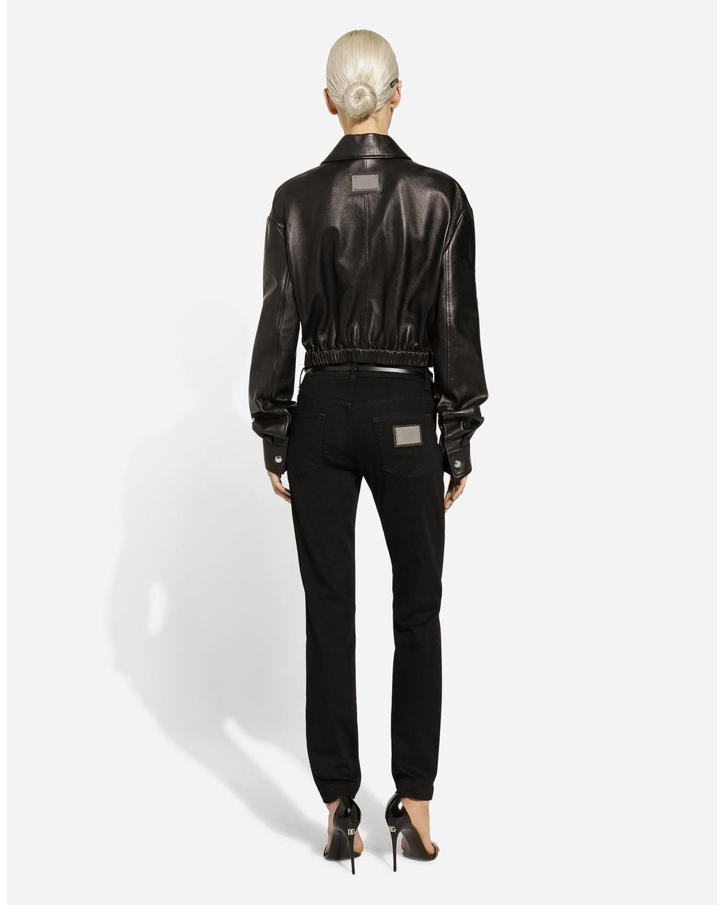 Dolce & Gabbana Black Lambskin Bomber Jacket