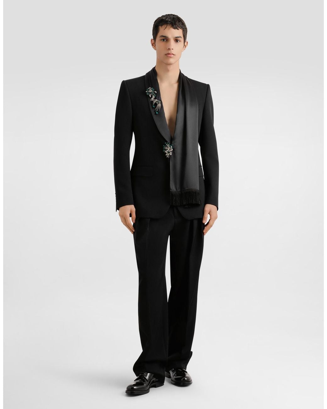 Dolce & Gabbana Black Fringed Blazer for men