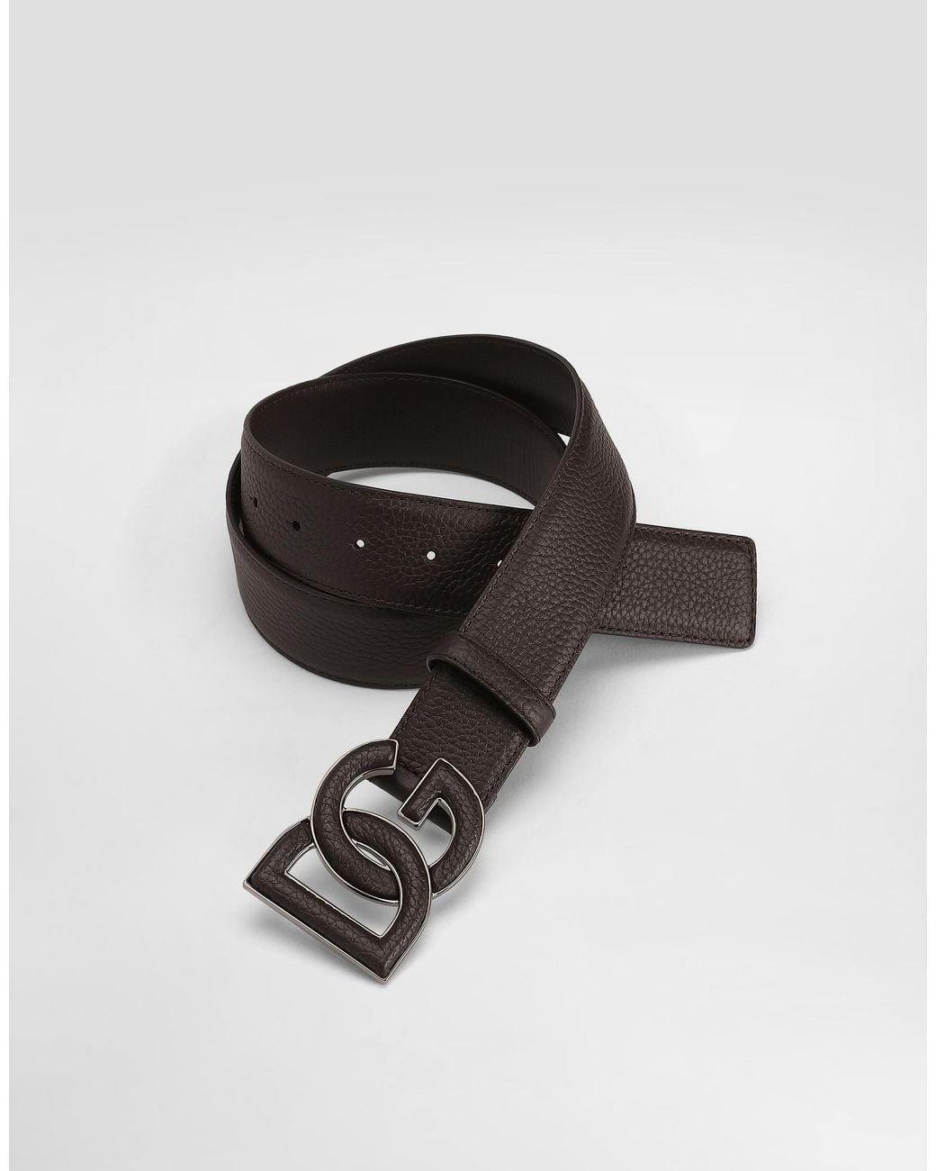 Dolce & Gabbana White Deerskin-Print Calfskin Belt With Logo Print for men