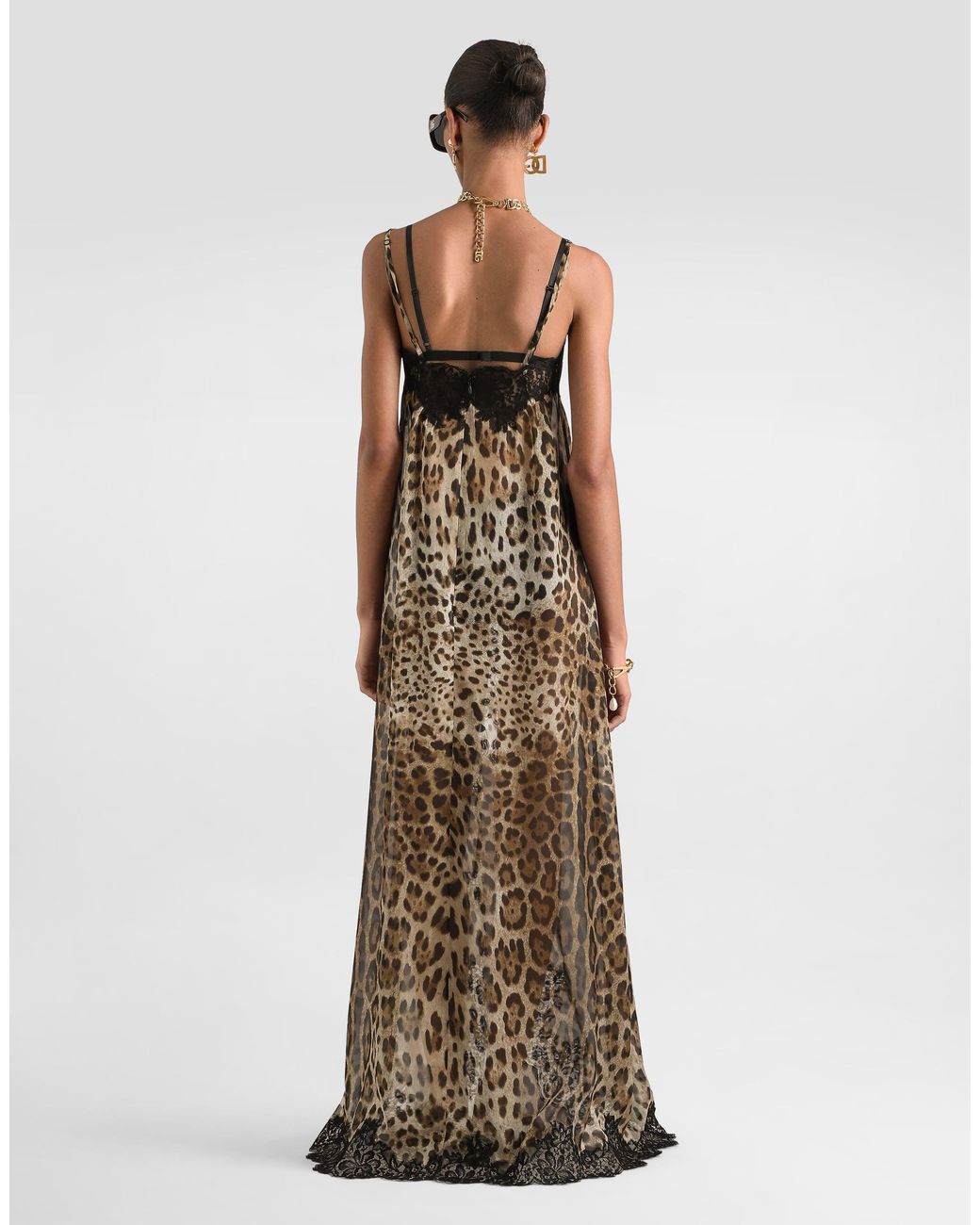 Dolce & Gabbana Natural Leo- Chiffon Slip Dress