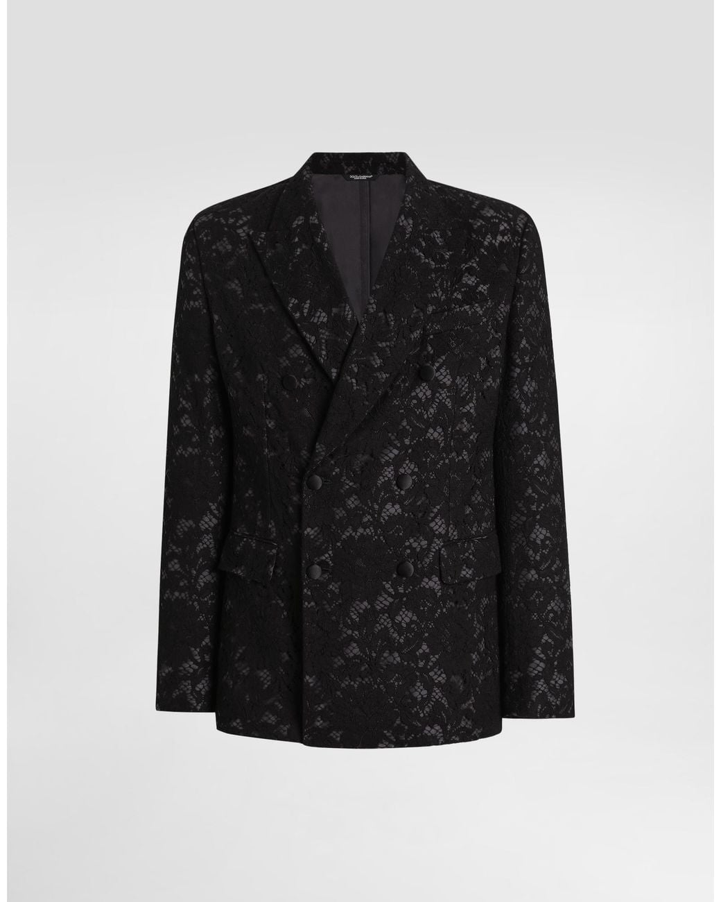 Dolce & Gabbana Black Double-Breasted Lace Jacket for men