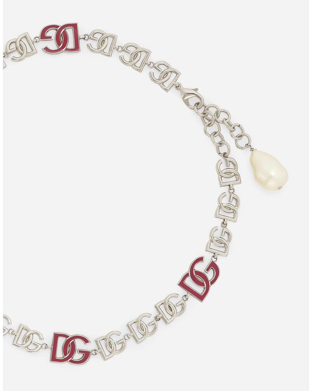 Dolce & Gabbana Metallic Logo-Lettering Polished Necklace