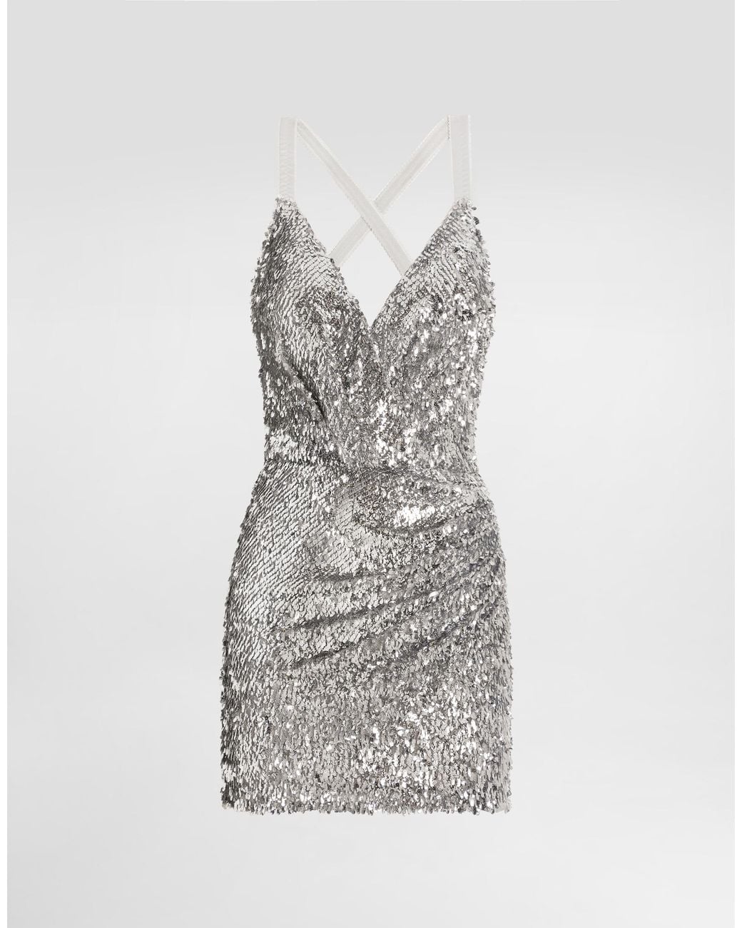 Dolce & Gabbana Metallic Sequin Crossover Dress