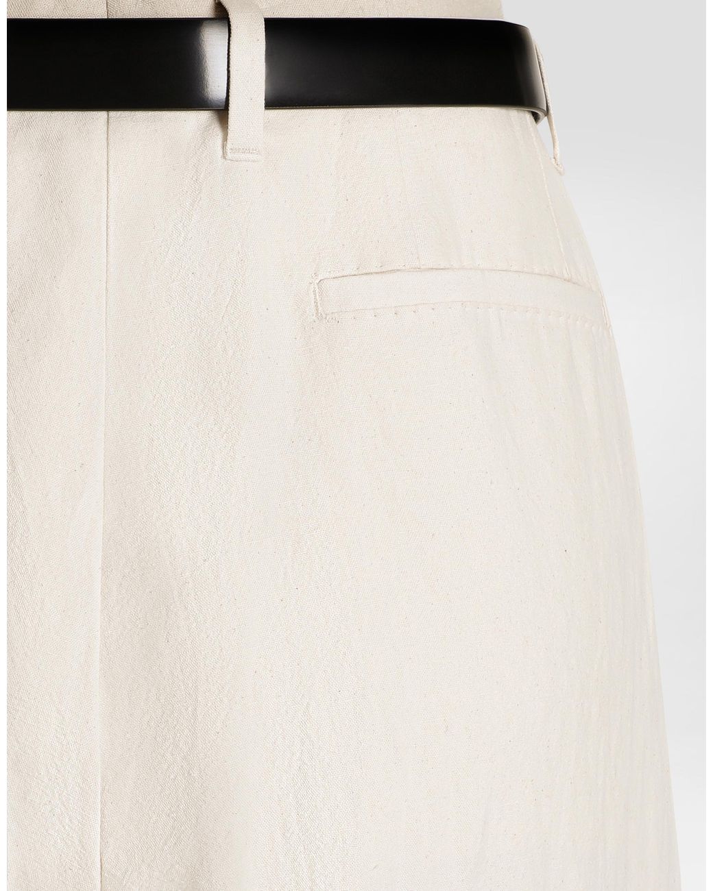 Dolce & Gabbana White Rustic Cotton And Linen Canvas Trousers