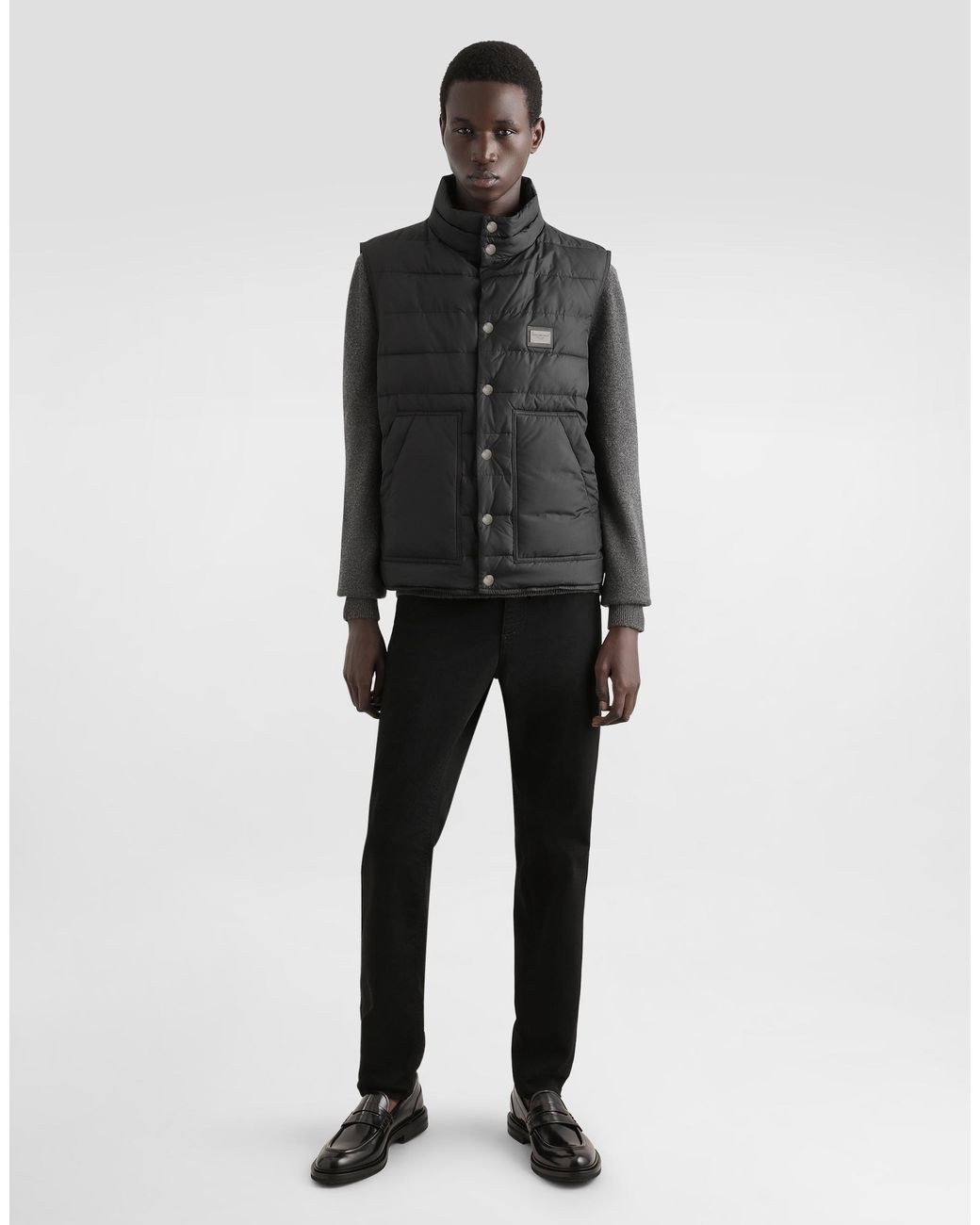 Dolce & Gabbana Gray Wool Round-Neck Sweater With Branded Tag for men