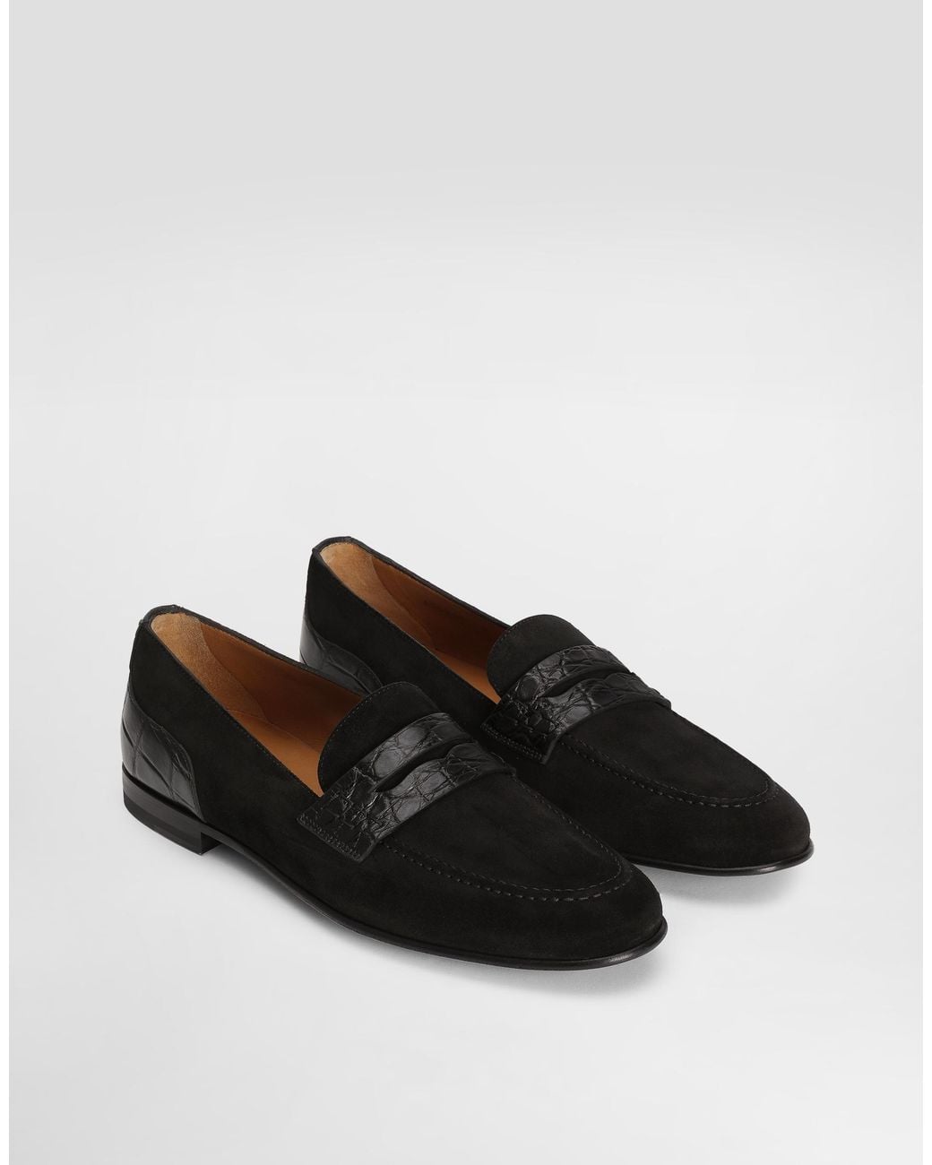 メンズ Dolce & Gabbana Split Calfskin And Alligator Slippers White