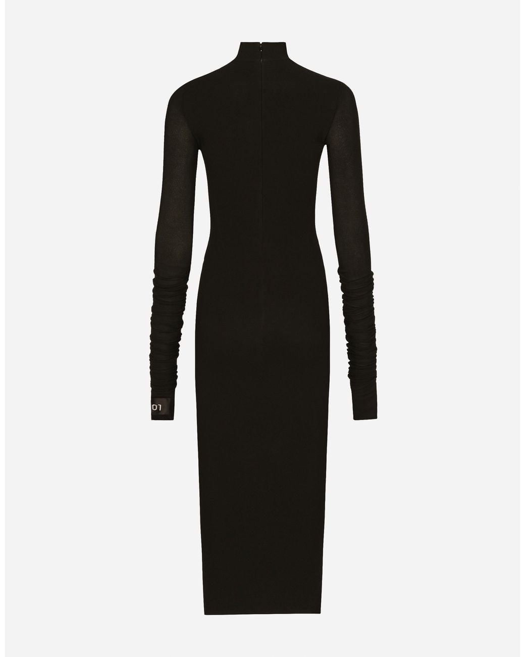 Dolce & Gabbana Black Longuette-Kleid Aus Jersey Mit Einsatz Aus Chantilly-Spitze