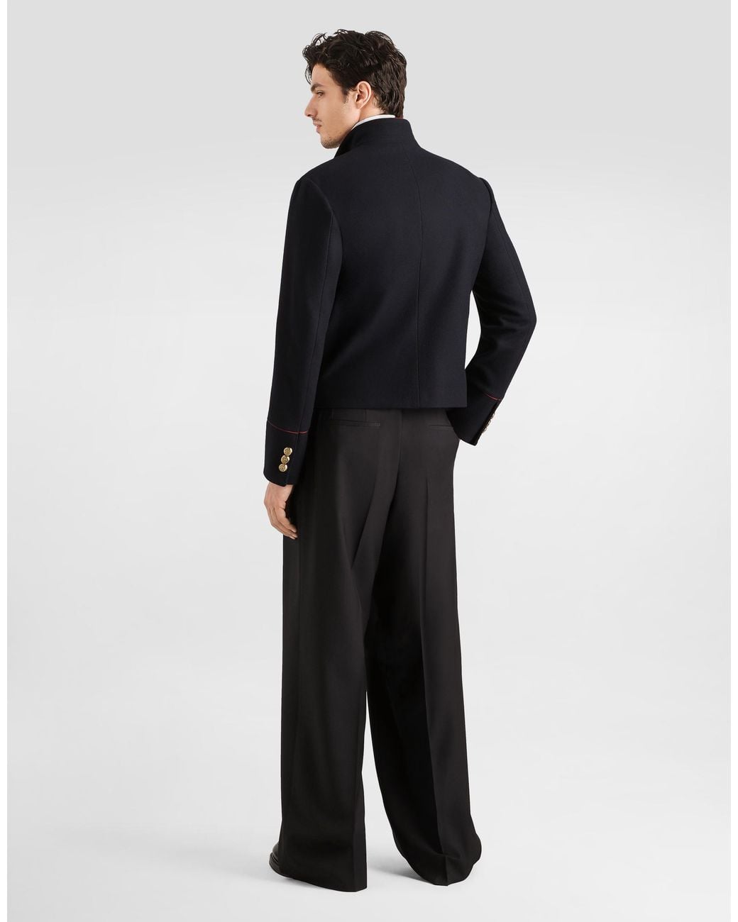 Dolce & Gabbana Black Wool Faille Trousers for men