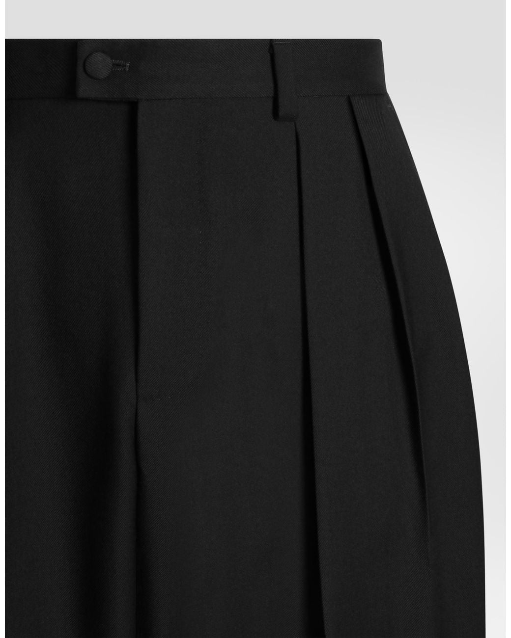 Dolce & Gabbana Black Wool Gabardine Trousers for men