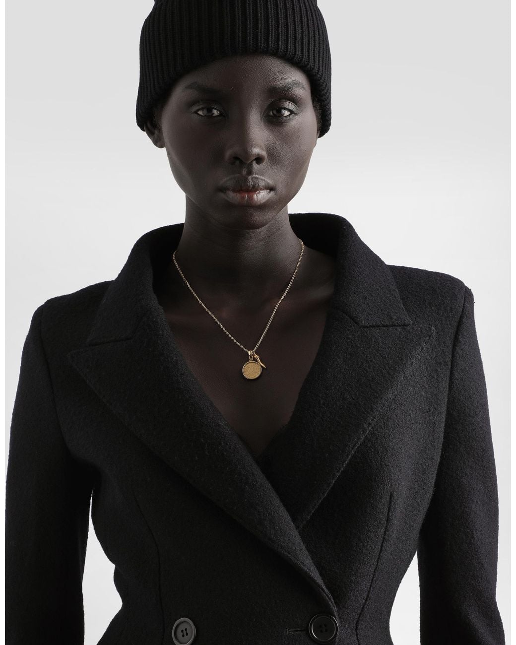 Dolce & Gabbana Black Double-Breastedwool Coat