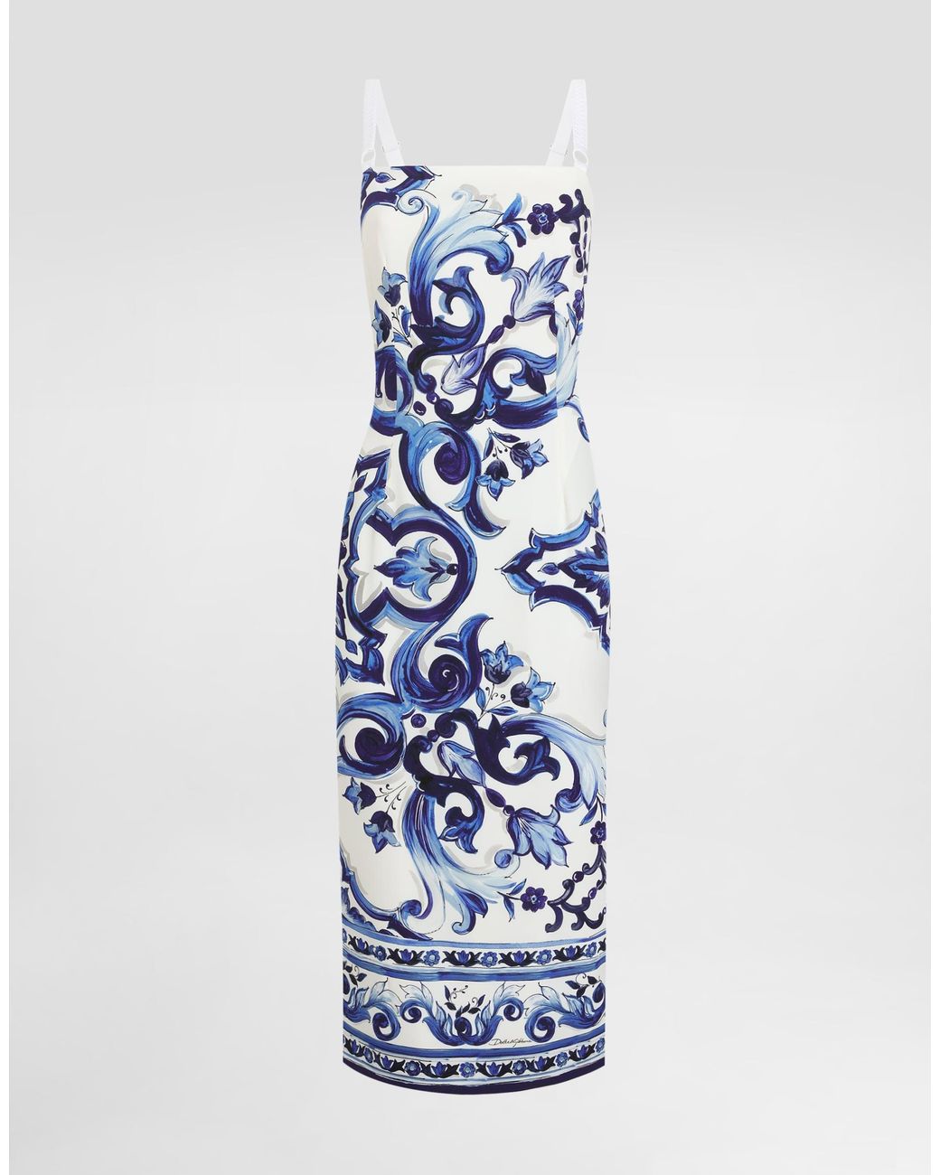Dolce & Gabbana Blue Dg Exclusive Majolica- Silk Dress