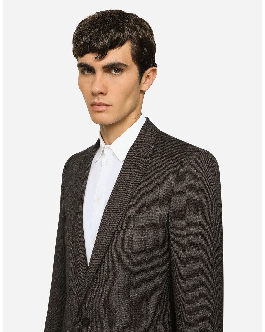 Dolce & Gabbana Black Single-Breasted Pinstripe Wool Martini-Fit Suit for men