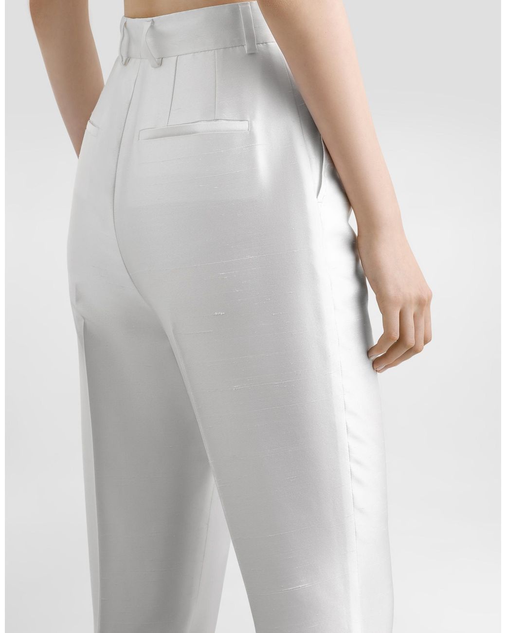 Dolce & Gabbana White Silk Trousers