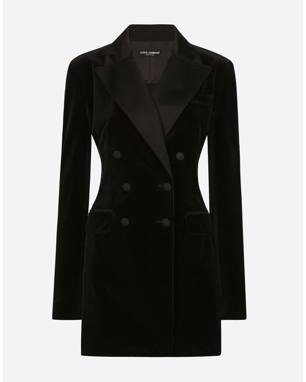 Chaqueta Dolce larga de botonadura sencilla en cady de lana Dolce & Gabbana de color Black