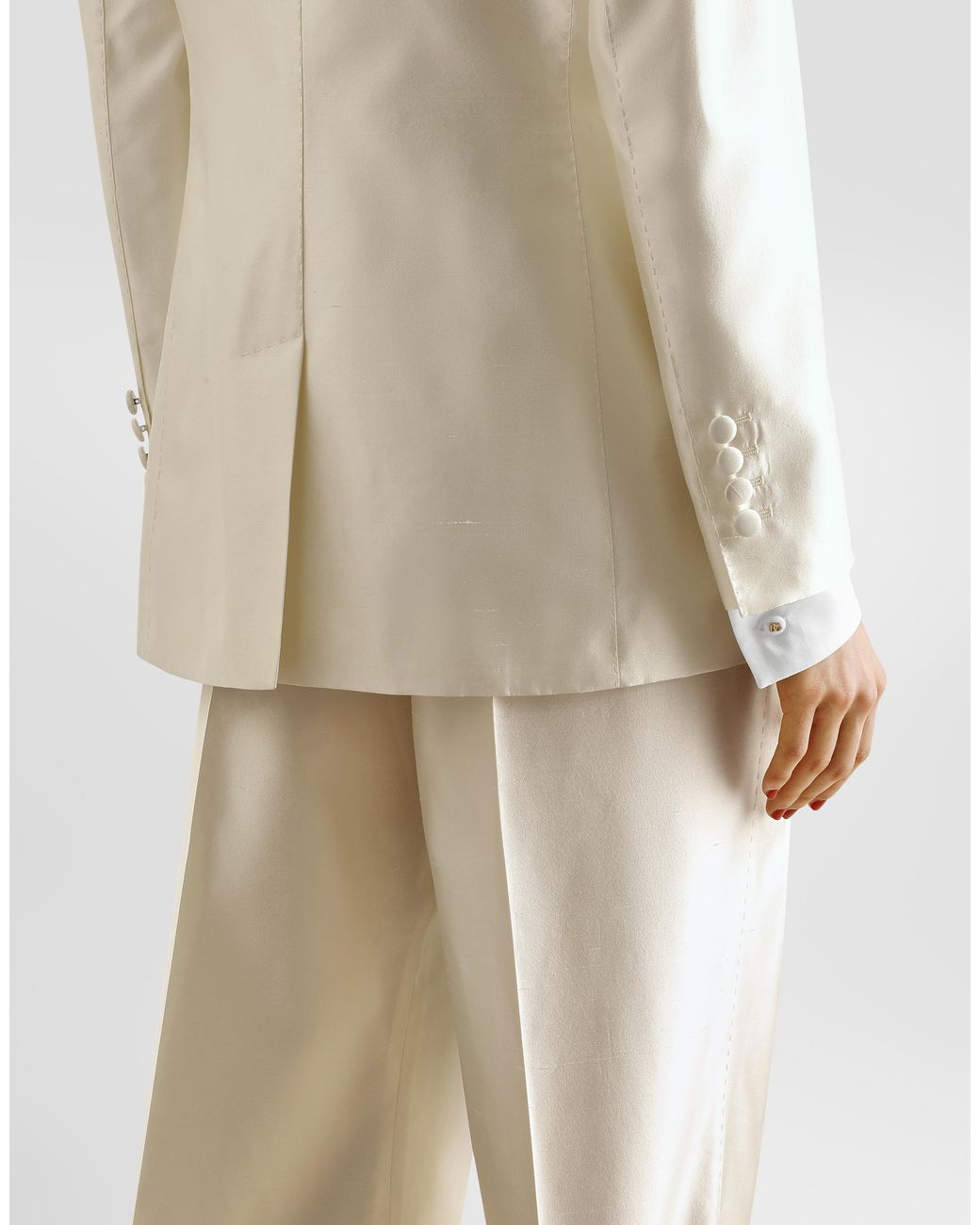 Dolce & Gabbana Natural Single-Breasted Mikado Silk Jacket